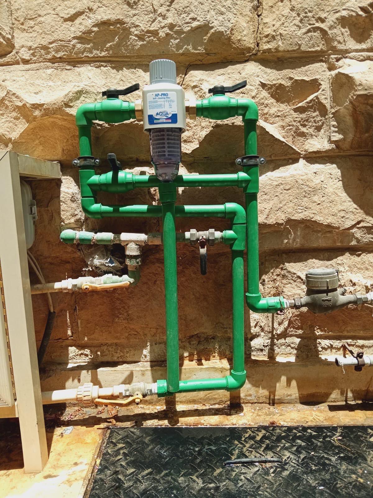 Aqua AP-PRO self-cleaning filter installed with PPR piping