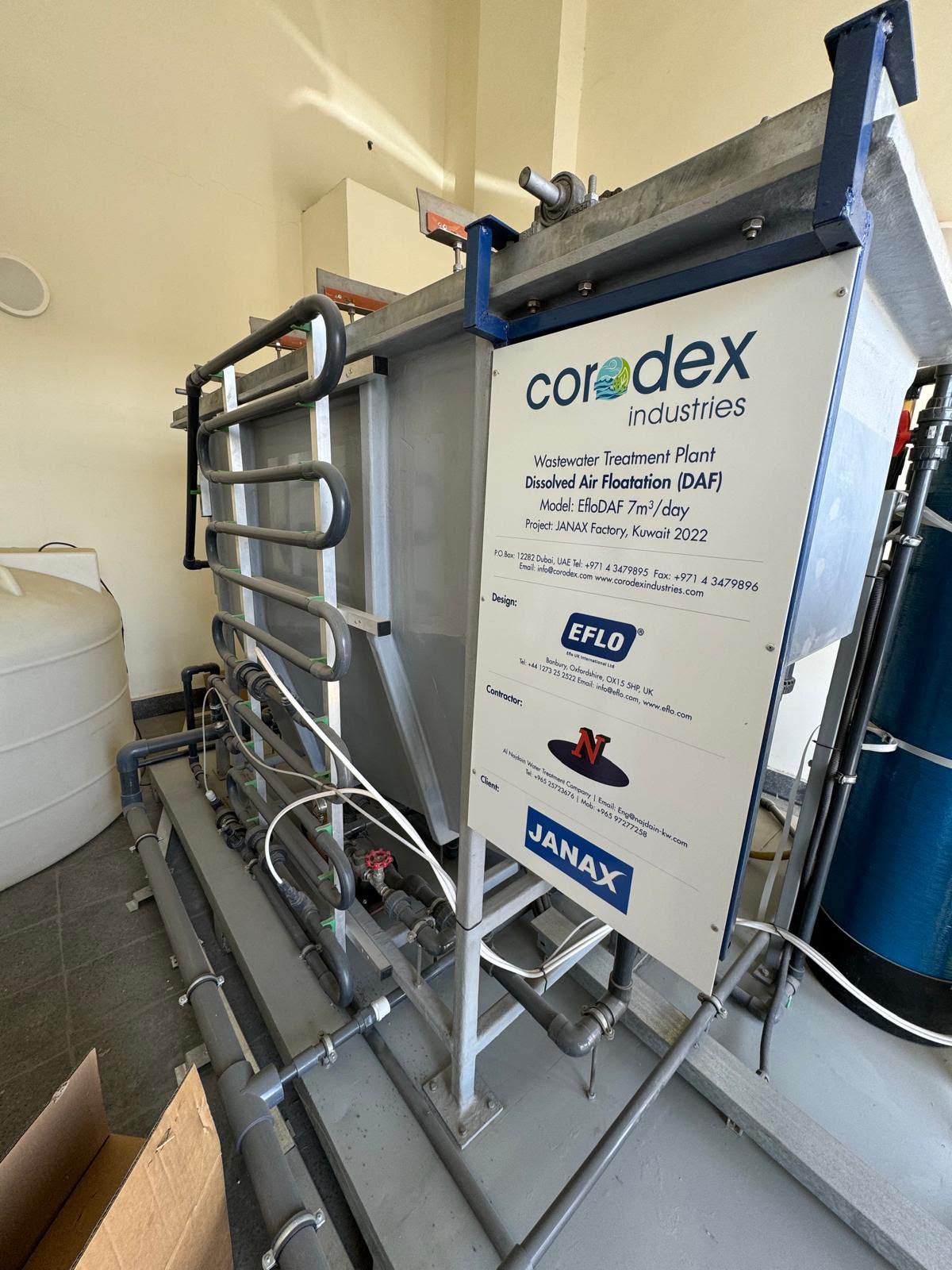 Corodex EfloDAF 7 m³/day at JANAX Factory